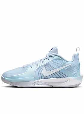 Nike浅蓝白GS大童低帮篮球鞋
