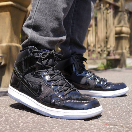 Nike SB Dunk耐克男 黑蓝 大灌篮 漆皮高帮休闲板鞋BQ6826-002