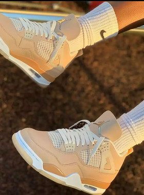 Air Jordan 4 AJ4 女 藕色 微光 小ow 高帮篮球鞋DJ0675-200