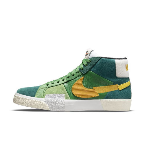 Nike马赛克绿黄粉褐拼接断钩板鞋