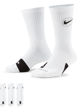 Nike Everyday Crew 耐克男女白色3双装中筒篮球运动袜DA2123-100