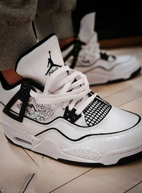 Air Jordan 4 AJ4 女 二次元 水彩手绘 高帮篮球鞋DC4101-100