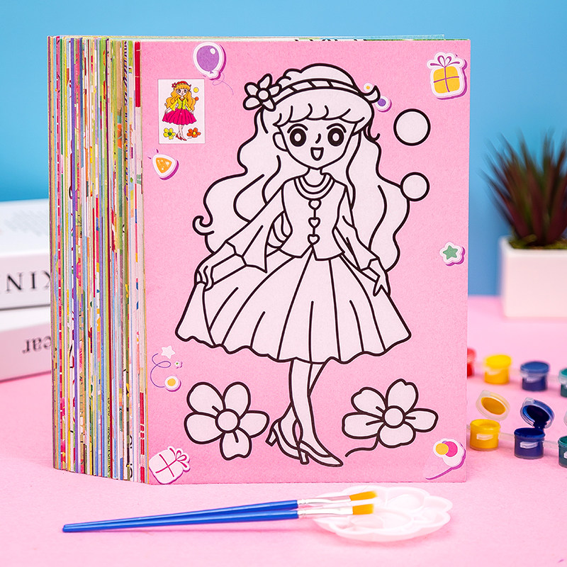 儿童大号加厚泡沫涂鸦水彩画涂色画夜市地摊填色画板diy创意材料