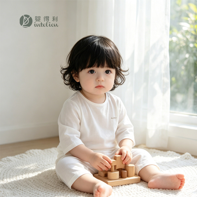 婴得利夏季莫代尔女宝宝长袖套装图片