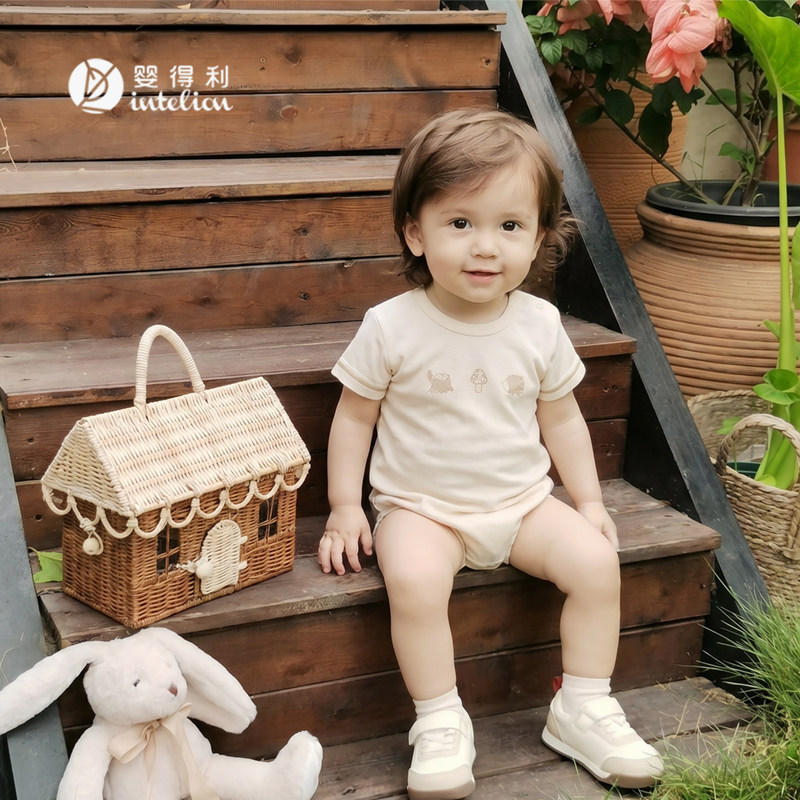 婴得利夏季短袖卡通宝宝连身衣图片