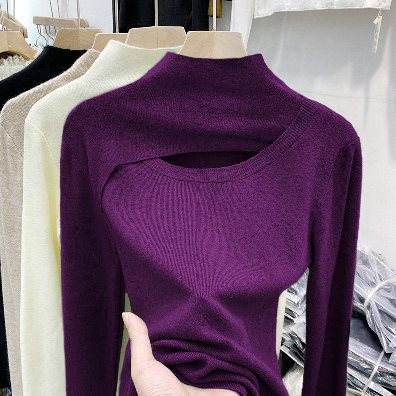 半高领羊绒打底衫女秋冬内搭黑色毛衣洋气2025新款保暖中领针织衫