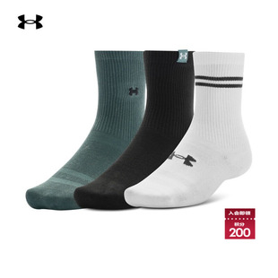 安德玛官方UA Sportstyle男女情侣运动休闲中筒袜-3双装1390130