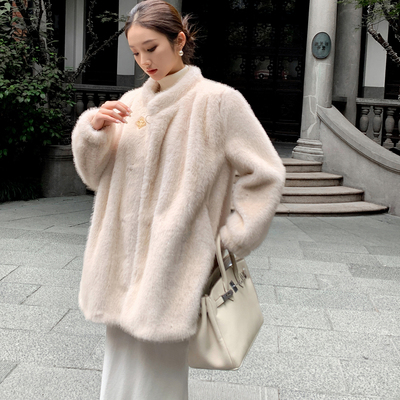 晴方好仿水貂绒立领毛毛外套