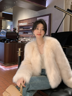 韩版仿狐狸毛中长款经典