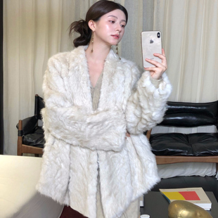 皮草外套女2025年秋冬新款 高级设计气质不规则环保银狐毛毛大衣