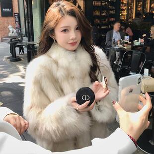 皮草外套女2025年秋冬新款仿狐狸毛时尚立领韩女千金保暖毛毛外套