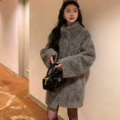 羊剪绒皮毛一体中长款 羊羔毛外套女冬2025新款 皮草大衣 凛冬至岛