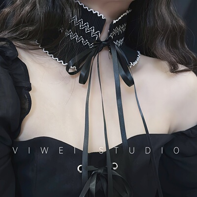 「黑暗洛丽塔」法式复古cos宫廷风绑带蝴蝶结项圈遮颈纹choker女