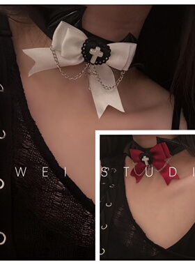 「甜酷黑天使」原宿朋克十字架亚文化万圣节哥特cosplay项圈锁骨