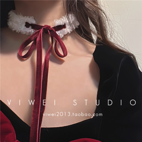 VIWEI奶乎乎圣诞新年毛毛锁骨链