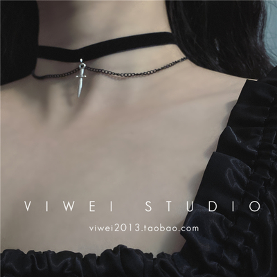 VIWEI十字架丝绒锁骨链女项圈