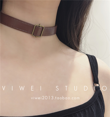 VIWEI极简方扣锁骨链choker