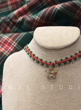 「幸运星！」原创设计圣诞风约会choker锁骨链可爱少女氛围项链女