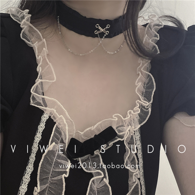 VIWEI暗黑交叉小众设计女choker