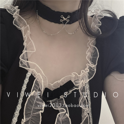 VIWEI暗黑交叉小众设计女choker