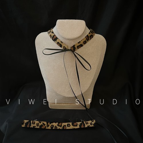 「豹纹复古系！」两款！日系百搭千禧性感豹纹choker绑带项圈腿环