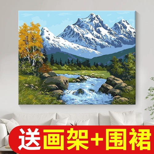 Цифровая масляная живопись Ландшафт Снежная гора