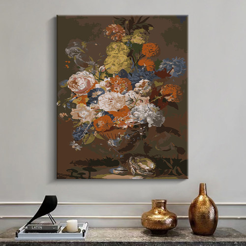 数字油画diy绘填充插花手工填色油彩丙烯装饰画解压高级感卉植物