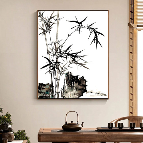 现代简约数字油画diy填充填色油彩画手工涂色中国风茶室梅兰竹菊