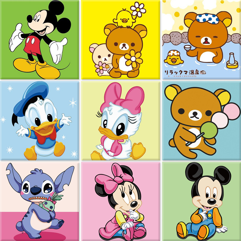 数字油画diy填充油彩画儿童简单小尺寸手工画卧室动漫卡通装饰画