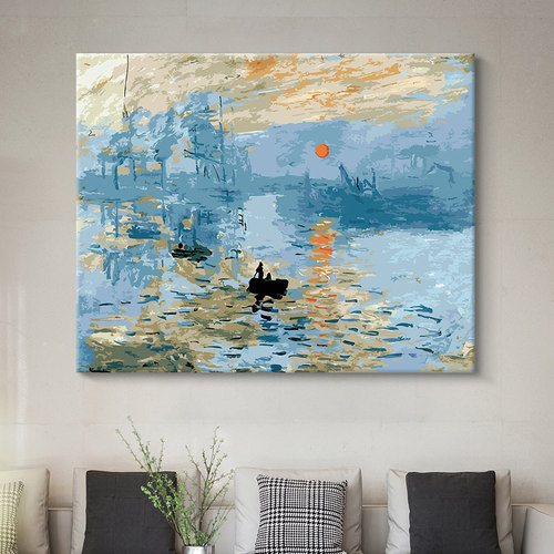 数字油画风景丙烯画diy手绘莫奈梵高填色绘画油彩画手工画成人