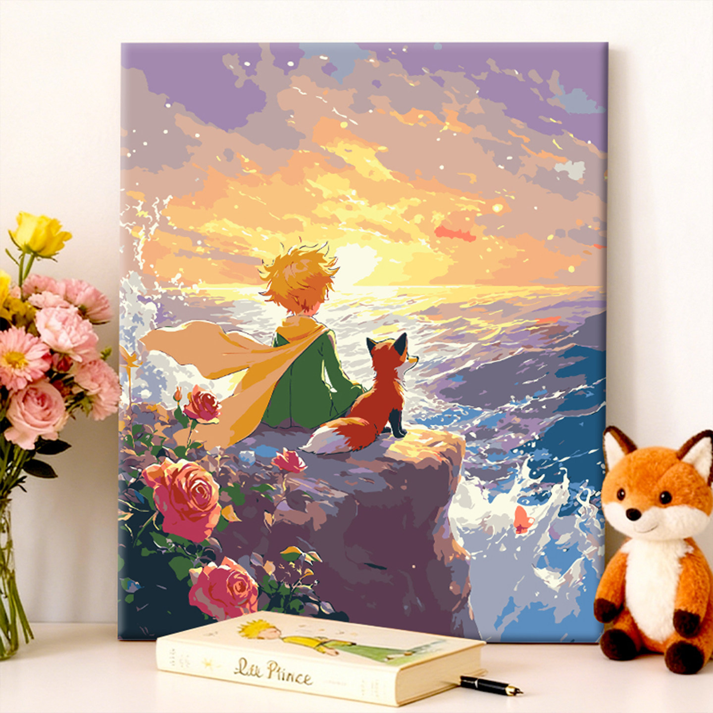 数字油画diy油彩画填色小王子人物卡通手工diy花卉填充现代简约图片