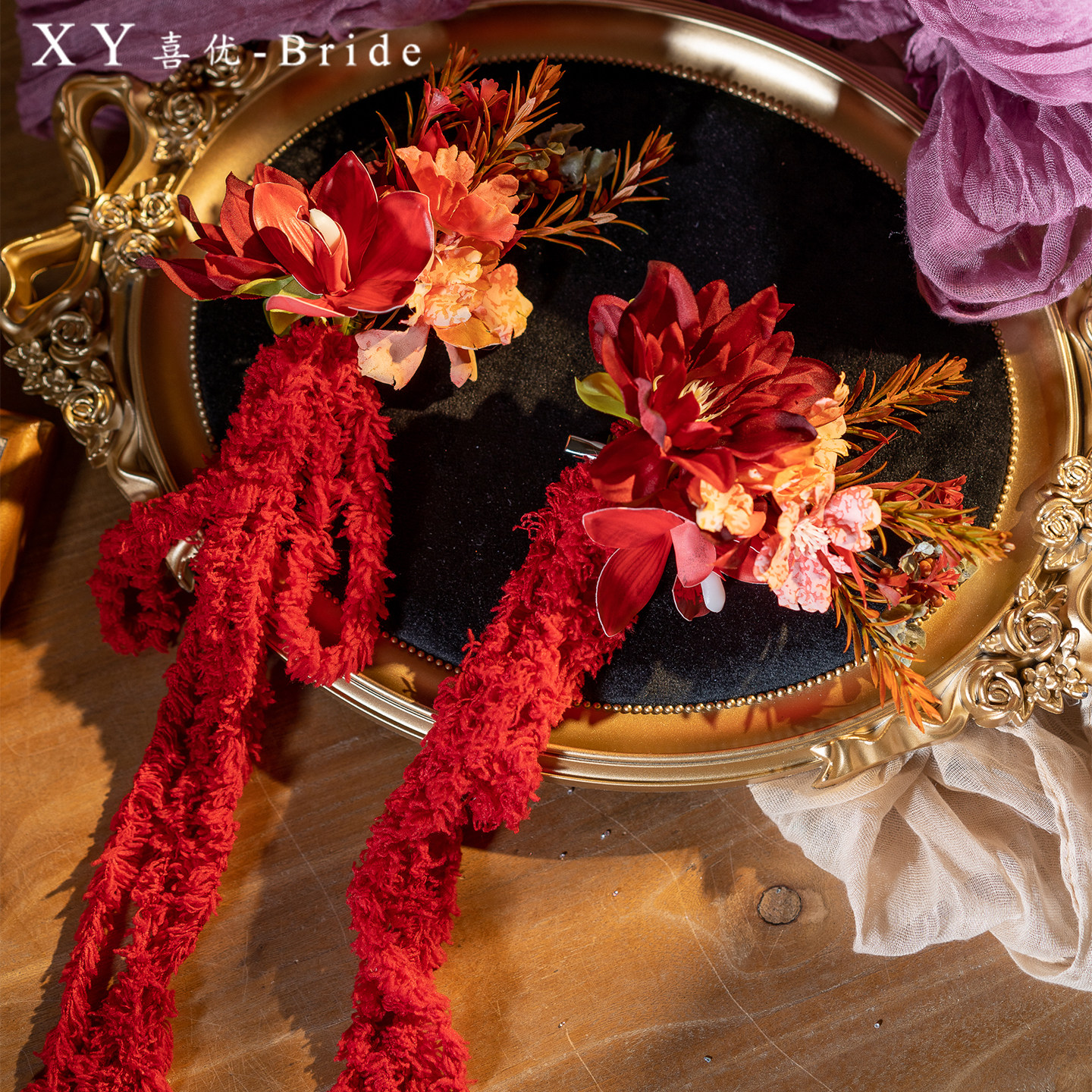 新款新娘酒红色花朵毛线流苏发饰新娘结婚旗袍造型影楼写真配饰,饰品/流行首饰/时尚饰品新,发饰,淘宝优惠券,粉丝福利购,淘宝优惠卷