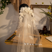 花朵新娘简约头纱气质小清新复古婚纱配饰精致网红百搭旅拍发饰品