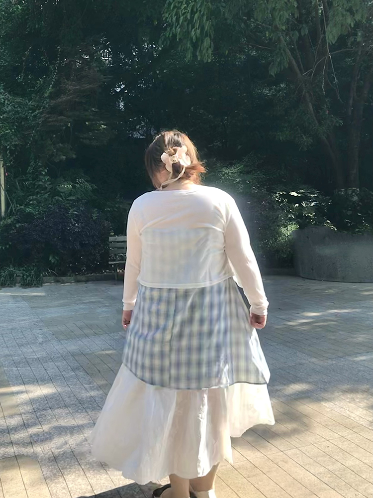 Plus Size Dress Two-Piece Set Summer Fat mm 150kg Vacation Style Sub-Strap Long Skirt Long-Sleeved Cardigan