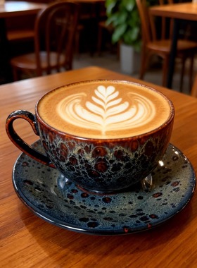 日本拉花冠军Liwei咖啡店用同款拿铁拉花杯陶瓷杯窑变咖啡杯250ml