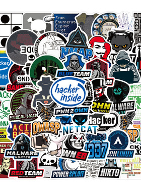 50张黑客hacker涂鸦贴画笔记本电脑行李箱笔记本滑板车水杯子贴纸