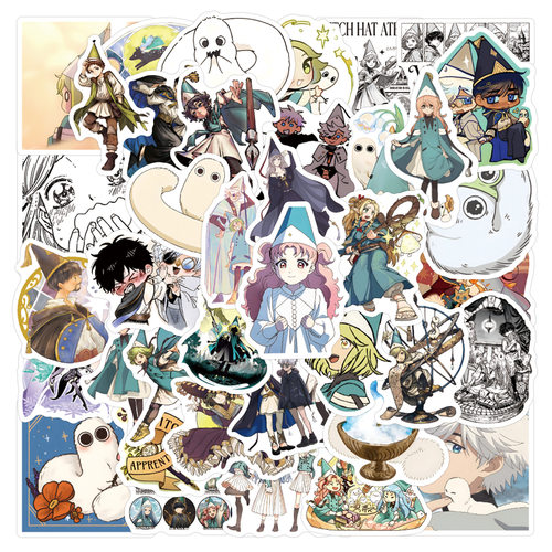 55张新款Witch Hat Atelier涂鸦贴纸装饰水杯滑板卡通贴纸批发