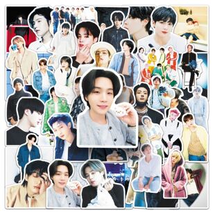 50张BT21防弹少年团周边防水贴纸笔记本电脑手机电动车滑板车贴画