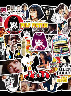 50张经典美剧低俗小说Pulp Fiction行李箱电脑滑板吉他电动车贴纸