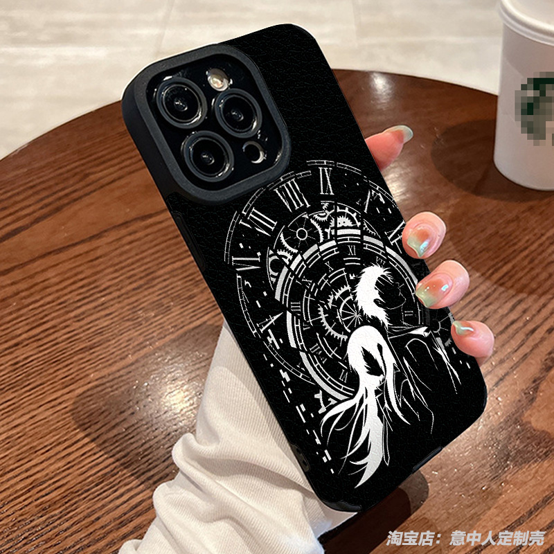 黑白简约命运石之门手机壳适用苹果16promax小米15红米k70情侣14华为pura80牧濑红莉栖vivo羊皮oppo一加9三星