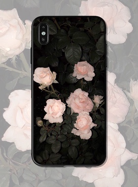 适用夜色粉玫瑰花手机壳三星s10+/a60/a70套note8冷淡风a9s/a6s复古a5