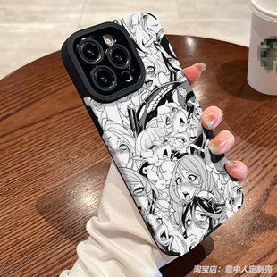 土酷暗黑系二次元少女孩动漫手机壳16适用苹果13promax小米14红米k80华为mate70荣耀300vivo羊皮oppo三星一加
