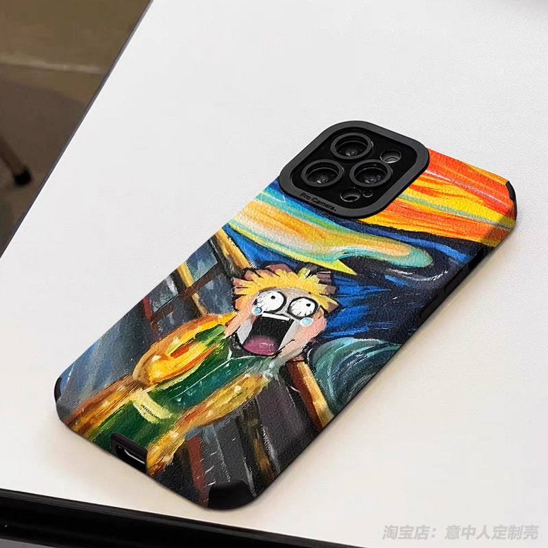 我妻善逸油画呐喊手机壳适用iphone17promax全包vivo苹果16小米15红米k70华为pura80小羊皮oppo一加9三星s25+