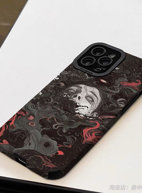 潮流新款暗黑克苏鲁风入魔女y2k手机壳13适用苹果15promax小米14红米k70华为mate60荣耀200vivo羊皮oppo硅胶9