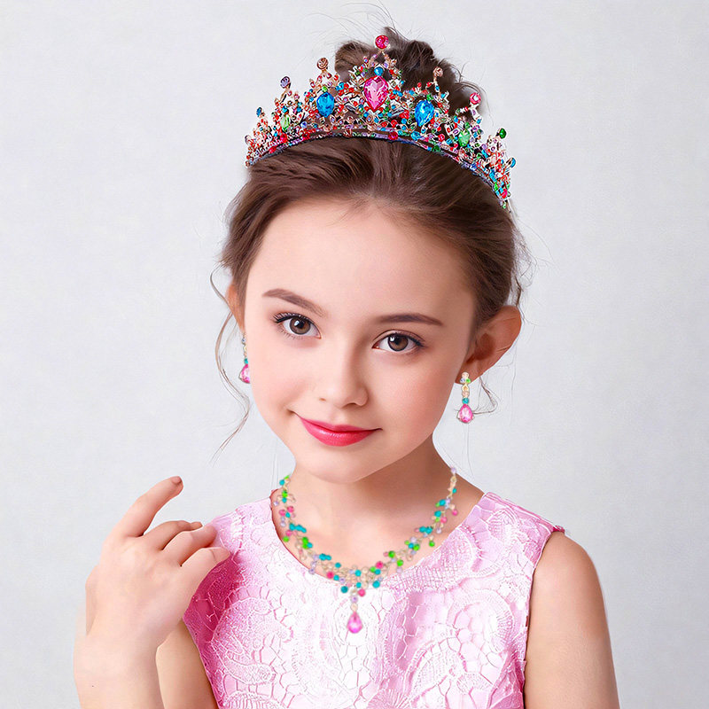 儿童生日皇冠女童王冠彩色发夹彩虹头饰公主发箍女孩发卡小孩发饰