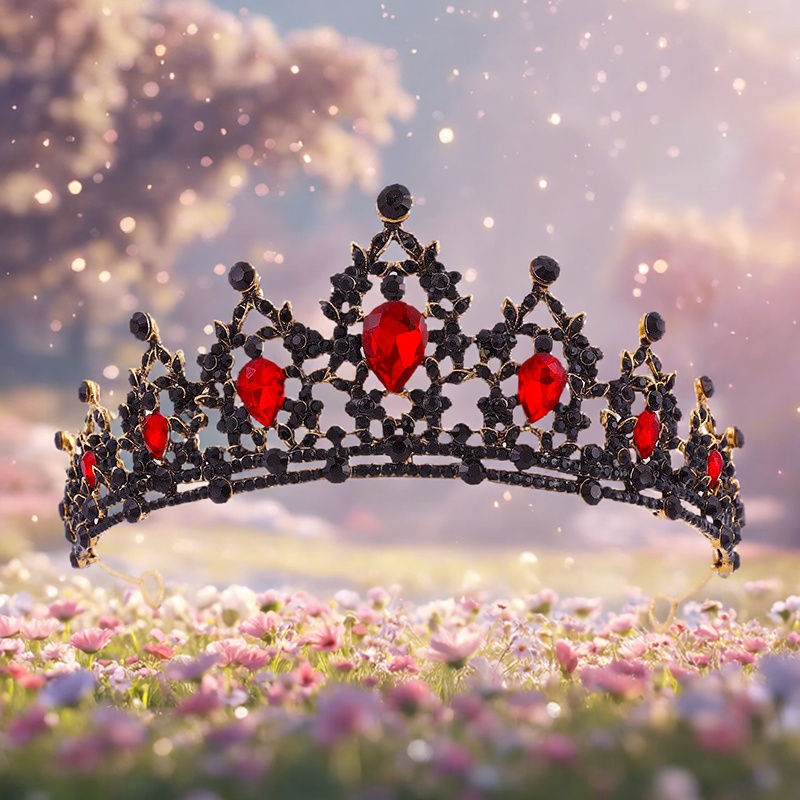 黑色皇冠头饰儿童王冠公主表演发箍万圣女孩生日演出走秀女童发饰