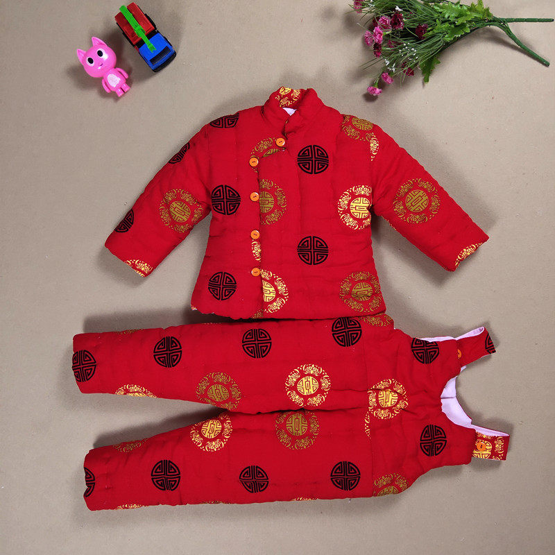 儿童手工棉衣婴幼儿棉袄背带棉裤纯棉花宝宝加厚棉服男女童冬套装