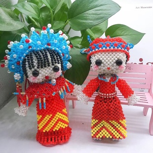 成品新郎新娘娃娃新婚礼物古装新娘状元郎手工串珠汉服古装中国风