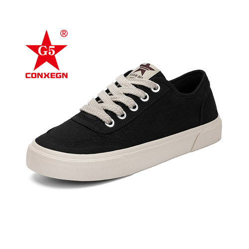 帆布鞋2025新款秋季男鞋时尚百搭系带透气休闲布鞋潮流男款板鞋