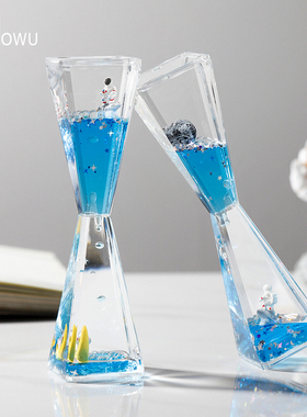 创意沙漏摆件宇航员液体流沙解压油漏儿童房桌面装饰品生日小礼物